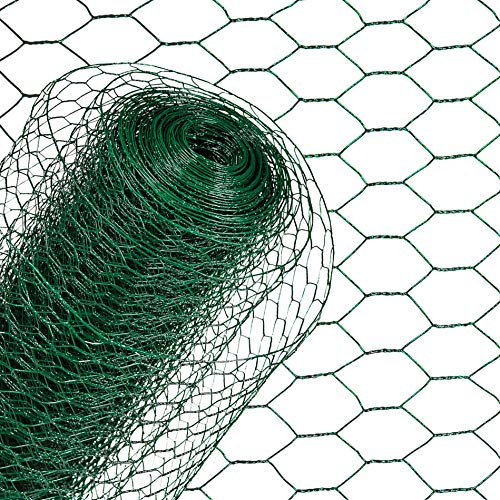 ESTEXO Sechseckgeflecht Volierendraht Kaninchendraht 1 x 25 m Grün Drahtzaun Geflecht Kleintiergehege Hasendraht 6-Eck Zaun