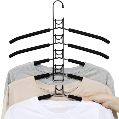 Perchas ahorran espacio 5 en 1 perchero de metal, antideslizante, estable, esponja EVA multiusos para chaquetas, abrigos, suéteres, pantalones, camisetas