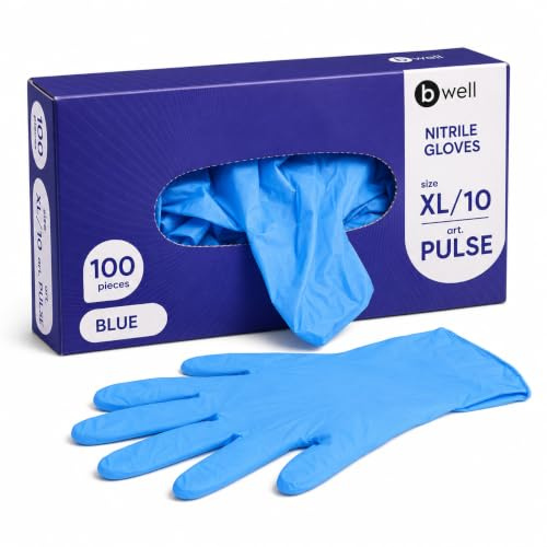 B-well PULSE 100 stycken nitrilhandskar nitril engångshandskar Nitril engångshandskar med standard EN 455-1, EN 455-2, EN 1186