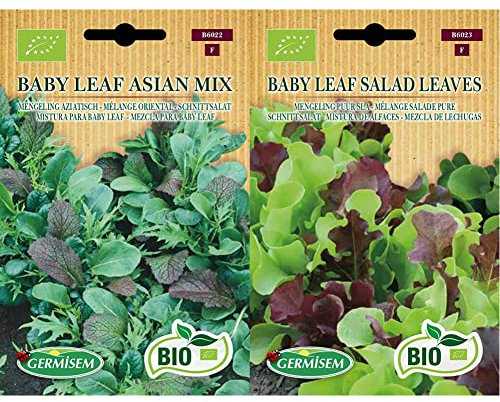 Germisem Orgánica Baby Leaf Asian Mix Semillas de Lechuga 2 g, ECBIO6022 & Orgánica Baby Leaf Salad Leaves Semillas de Lechuga 2 g