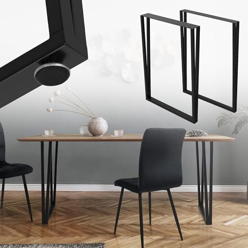 ML-Design Set 2 Gambe per Tavolo 50 x 8/4 x 71,5 cm Telaio Struttura in Acciaio Nero Design Industriale adatto per Scrivanie Tavolini da Caffè da Salotto Soggiorno Cucina Progetti DIY