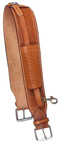 Hulara Western Carved Leather Rear Flank Back Saddle Girth Cinch Belt with Bucking Strap Comfytack |Premium Flank Cinch Belt Leather Horse Girth Brown
