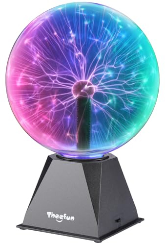 Theefun Lámpara de Plasma 8 Pulgadas, Bola de Plasma Mágica Interactiva Touch y Sonido, Bola Plasma Educativa de Física, Lámpara Decorativa para Fiestas y Regalo de Cumpleaños (Multicolor)