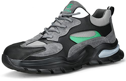 LAoutun Safety Trainers Mens Lightweight Steel Toe Cap Work Shoes Comfortable Work Trainers Pucture Proof Steel Toe Work Boots Industrial Safety Sneakers for Men