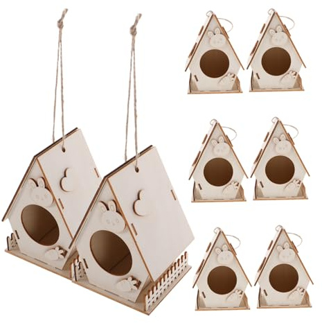 Didiseaon 8PCS DIY Wooden Birdhouse Kit for Creative Painting Craft Educational Bird Nest Decoration Family-friendly Activity for Boys Classroom Parties
