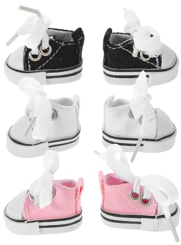 TOYANDONA 3 Paires de Chaussures Miniatures pour poupées - Mini Chaussures en Toile, Accessoires de Costume pour poupées de 17 cm - Baskets en Toile pour Maison de poupée