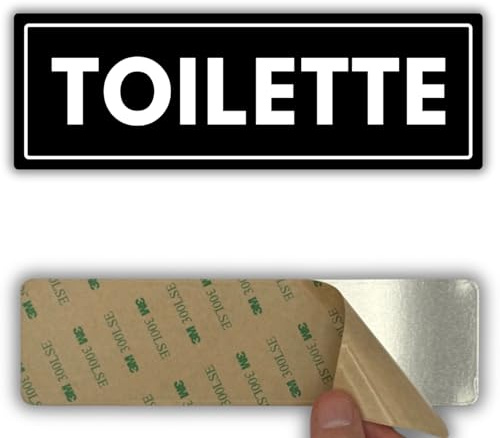 LEIASA | Señal WC - 7,5 x 23 cm - Grosor 2 mm - Acrílico - Placa adhesiva - Cartel Servicios - Símbolo WC - (Toilette)