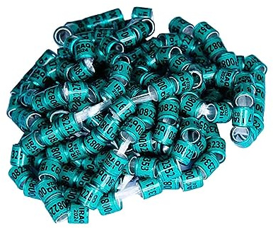 FytStycale 100 Bagues pour Pigeons 2024, Anneaux de Patte en Aluminium, Accessoires D'identification, Diamètre Intérieur 1 Cm, Hauteur 1,1 Cm, Anneau D'e, Vert