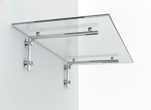 Wagner, tettoia di vetro per porta balcone, copertura per porta d’ingresso, vetro VSG consupporto in acciaio inox