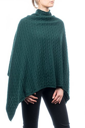 DALLE PIANE CASHMERE Poncho Trecce Donna Misto Cashmere - Verde