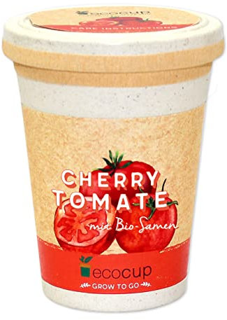 Feel Green Ecocup, Cherry Pomodori, Certificato Biologico, Idea Regalo sostenibile (100% Eco Friendly), Grow Your Own, Set di Coltivazione di Piante in Tazza di caffè, Made in Austria