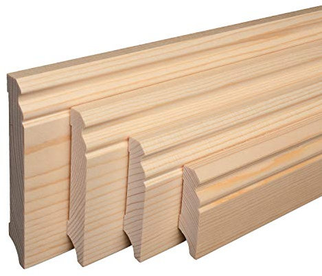 REESE | Massivholz-Sockelleiste | Fichte LACKIERT | Hamburger/Berliner Profil | 120mm Höhe