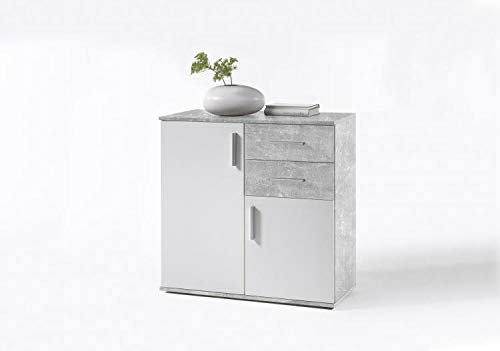 RASANTI Kommode 2-türig und 2 Schubkästen Bobby 4 von Bega Beton/Weiß