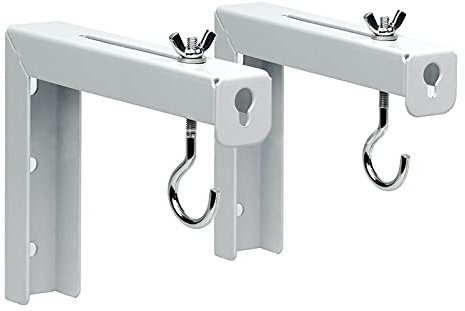Morobor Universal Projector Screen L-Bracket Wall Hanging, 2pc Adjustable Extension with Hook Manual, Wall or Ceiling Mount - Includes Hooks and Hardware