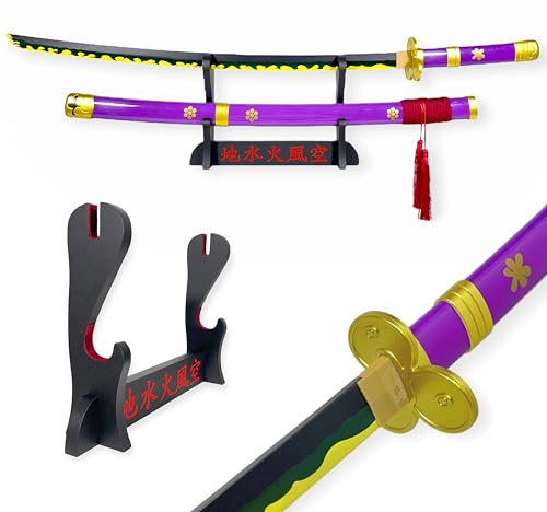 FEENOMENN One Piece - Zoro Katana Replica Hoja de Madera - ENMA (Violeta)