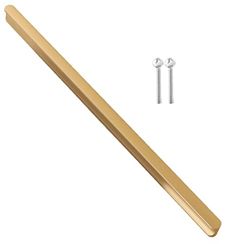 Poignées de meubles de 600 mm - Longues poignées dorées en aluminium - Poignées de porte d'armoire en laiton haut de gamme - Poignée de tiroir en forme de I avec vis pour cuisine, salle de bain