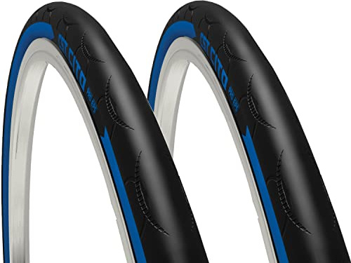 Lot de 2 pneus CST 700 x 23 C en caoutchouc pliable vélo course BDC Road anti-buée EPS noir et bleu