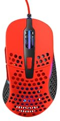 Xtrfy M4 RGB, ultraleichte kabelgebundene Gaming-Maus, ergonomisches Design für Rechtshänder, hochmoderner Pixart 3389 Sensor, einstellbare RGB-Beleuchtung, Kripparrian Red Edition