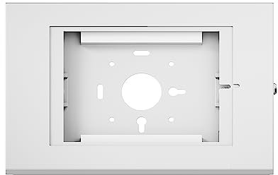 PureMounts® Tablet Halterung mit abschließbarem Stahlgehäuse für iPad 5/6/7/8/9/ IPad Air 9.7/ 10.5/10.9/ IPad Air 9.7/10.5/11 sowie Samsung Tab A 10.1 (2019)/ Tab A7/ S6 Lite 10.4, weiß