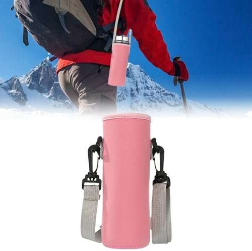 Funda para Botella de Agua, Botella Manga Aislada Neopreno, 1100ml Bolsa con Correa Ajustable, Bolso Térmica de Botella de Agua Portátil de Neopreno, para Senderismo Campamento Caza y Viaje, Rosa