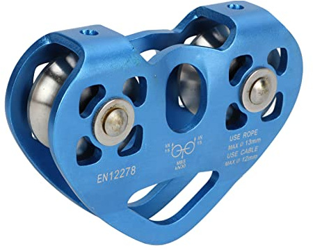 LUCKDANO Poulie de Tyrolienne à Double Escalade, Poulie de Transport Aérien en Forme de Cœur pour Téléphérique Panoramique (Blue)