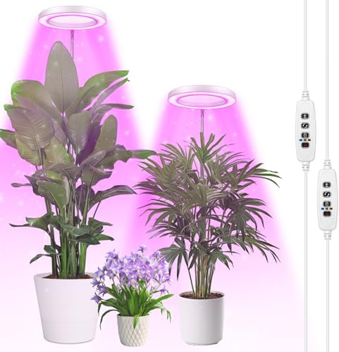 Lámpara LED de espectro completo para plantas de interior 155cm altura regulable, luz para plantas con 72 LED, 3 niveles de brillo regulable, temporizador de 3/9/12 horas para plantas de (2 pieza)
