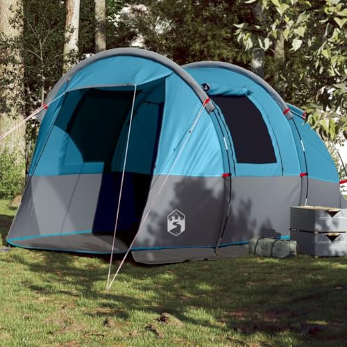 Tino Tech 455 x 265 x 194 cm - Tente tunnel d'extérieur pour 4 personnes - Coupe-vent - Tente familiale - Grande tente à lancer - Tente de festival - Tente de trekking - Polyester - Bleu