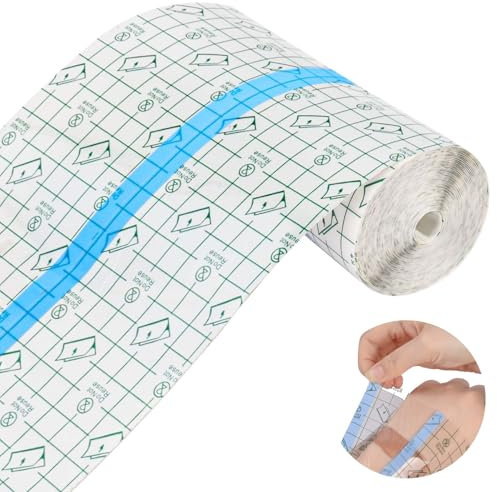 ACWOO Benda Trasparente Impermeabile, 5m*15cm Cerotti Elastici di Fissaggio, Cerotti Impermeabili Benda Pellicola Trasparente per Tatuaggi Protezione, Antiallergico, Protezione Delle Ferite