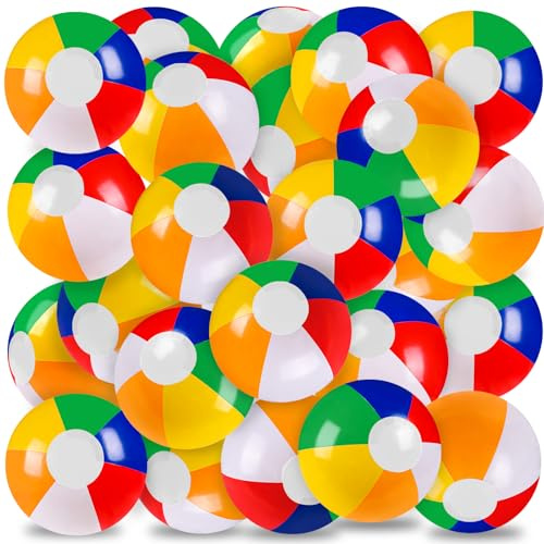 XIMISHOP 24Packs 12 Inch Rainbow Beach Ball for Kids,Bulk Inflatable Pool Beach Balls for Summer Pool Games Beach Party Balls