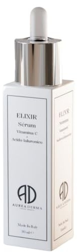 Siero viso idratante alla Vitamina C con Acido Ialuronico, Acido Ferulico ed Estratto di Kiwi – Antirughe, Antimacchie e Illuminante – ELIXIR AUREA DERMA – Bio e Vegano – 30 ml