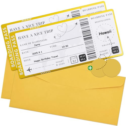 2 Tarjetas Regalo viaje sorpresa, Tarjeta viaje sorpresa - Tarjeta rasca regalos para viajeros tarjeta embarque regalo personalizable - Regalo pareja, Regalo romántico