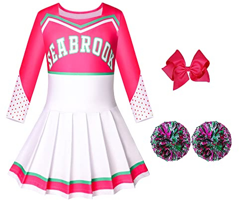 Hipoleter Girls Cheerleader Costume Toddler Cheerleading Outfit Zombies Movie Halloween Cosplay Dress Up 3-12 Years