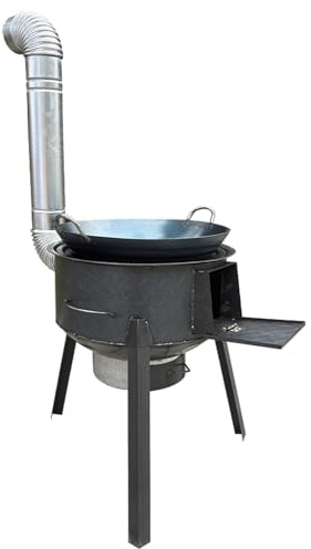 Multifunction Wood Burning Stove with Grill Rack & Chimney, Portable Charcoal Grill, Camping Rocket Stove for Outdoor Cooking Camping Grilling Heating(43x43x55cm)