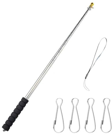 3 Metri Asta Bandiera Telescopica Acciaio Inossidabile con Impugnatura Antiscivolo & 4 Clip, Bastone Telescopico Portatile per Campeggio, Viaggi, Escursioni, Concorsi, Insegnanti, Guide, Turistiche
