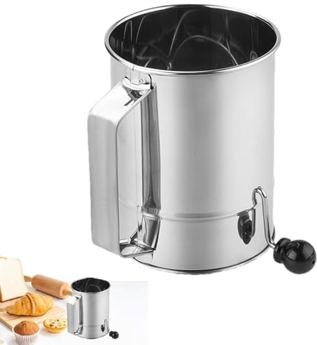 Setaccio In Acciaio Inossidabile - Manovella, Spargizucchero A Velo, Setacci Per Farina, Strumento Da Forno Portatile | Setaccio A Rete Regolabile Per Torte, Pasticcini, Dessert, Zucchero A Velo, Uso