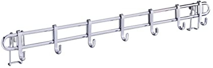 WENKO Hakenleiste Mod. Style mit 7 Haken Wandleiste, Küchen-Reling Silber glänzend