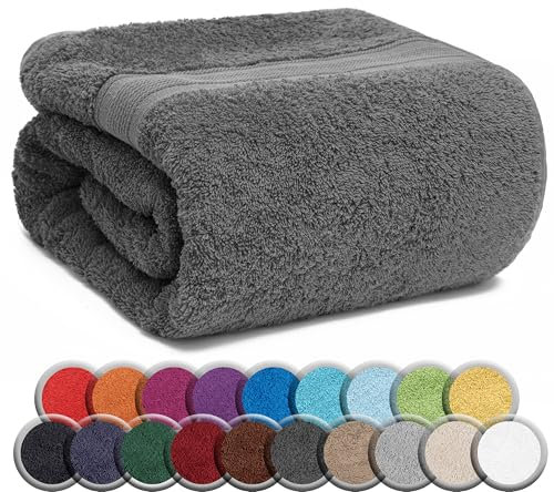 NatureMark SAUNATUCH/Badetuch – Premium Qualität 80x200cm – Sauna-Handtuch 100% Baumwolle – Farbe: Anthrazit Grau