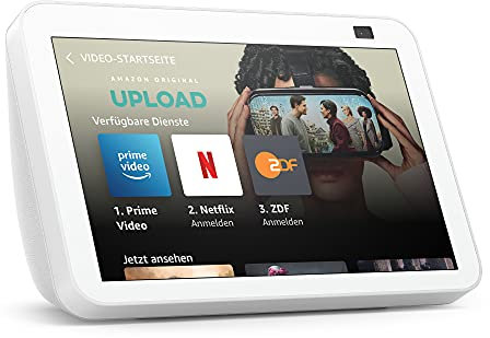 Echo Show 8 (2. Generation, 2021) | HD-Smart Display mit Alexa und 13-MP-Kamera | Weiß | Zertifiziert und generalüberholt