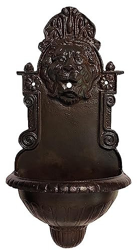 zeitzone Wandbrunnen Löwe Nostalgie Löwenbrunnen Gusseisen Braun Antik-Stil Löwenkopf 39cm