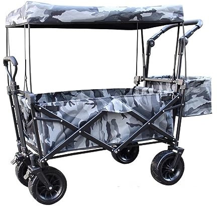 Faltbollerwagen Bollerwagen Handwagen Klappbarer Gartenwagen Mit Baldachin, Robuster Wagen Mit 4 Rädern, Einkaufswagen Für Outdoor-Camping Am Strand Faltwagen Strandwagen Transportwagen ( Color : B )