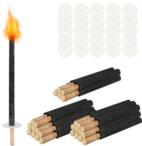 Jopassy Lot de 25 torches en cire - Durée de combustion : 100 min - Avec manche extra long - 60 cm - Pour jardin, randonnée, randonnée, feu de camp