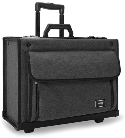 Solo New York Rolling Catalog Case with Wheels - Roller Laptop Bag, Wheeled Briefcase for Women & Men, Carry On Size for Travel, Litigation Bag for Lawyers, Fits 17.3 Computer- Classic, Recycled Gray