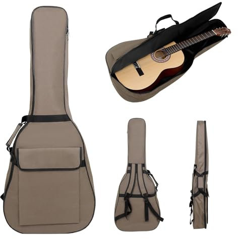 Lidzopas 41 Gitarrenkoffer, Verdickte Gitarrentasche, Große Kapazität Bassgitarre Rucksack für Akustische E-Gitarre, Gitarrenzubehör Braun