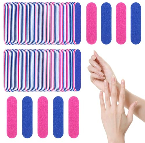 HonGien 100PCS Mini Nail File Set Double Sided Mini Nail Lime Professionale Gel Acrilico Nail File Set per la Casa Cura Delle Unghie Lucidatura Manicure Strumenti 180/240 Grit
