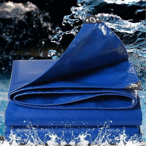 LDQBF Bâche de Protection Exterieur avec Oeillets,6x9.5m 460g/m² PVC bache Imperméable Résistante aux Déchirures UV Intempéries,Bâche Multi-Usage pour Meubles de Jardin Bleu
