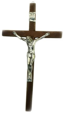 JISADER Kruzifix Kreuz Wandbehang, Holzkreuz Wanddekoration, Jesus Christus Katholische Wandkunst Kreuz, Wall Crucifix Cross, Wooden Wall Crucifix Cross für Kirche Osterparty-Heimdekoration, 17*31cm