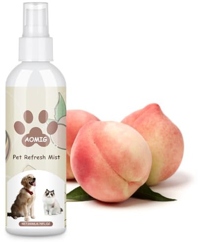 Aomig Hundeparfüm Gegen Geruch Fellpflege Hund Pfirsichparfüm Katze Fellpflegespray für Hunde Geruchsentferner Katze Fellpflege Pflegt Langzeit Deospray Geruchsneutralisierer Hundeparfüm Spray (200ml)