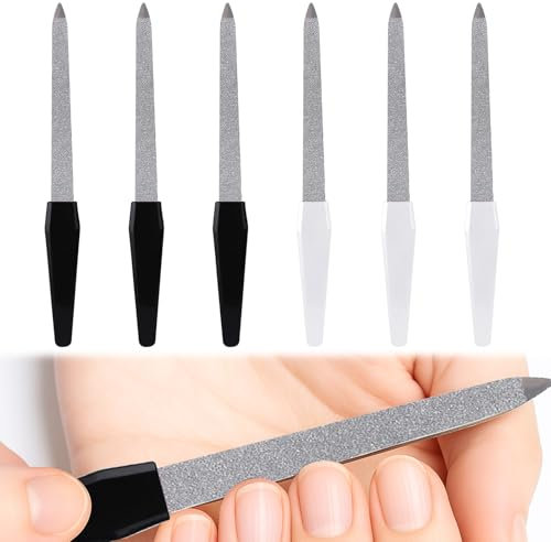 Huybaa 6PCS Lima per Unghie Professionali, Limetta Unghie in Metallo e Plastica (3 Nero + 3 Bianco), Set Unghie, 15.4 cm per Manicure e Pedicure, Casa e Salone