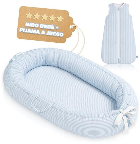 It's Petite Nido Bebe Recien Nacido con Saco de Dormir a Juego - Reductor Cuna Bebe 100% Algodón Eco - Baby Nest con Pijama a Juego