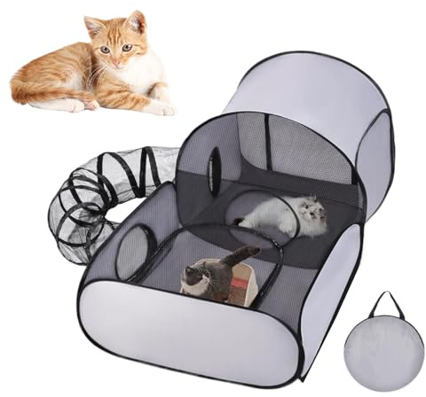 Corralito portátil | Tienda de campaña plegable cerrada | Corralito para mascotas para animales pequeños, gatitos, cachorros, uso en interiores y exteriores, jaula ligera de ejercicio de viaje con